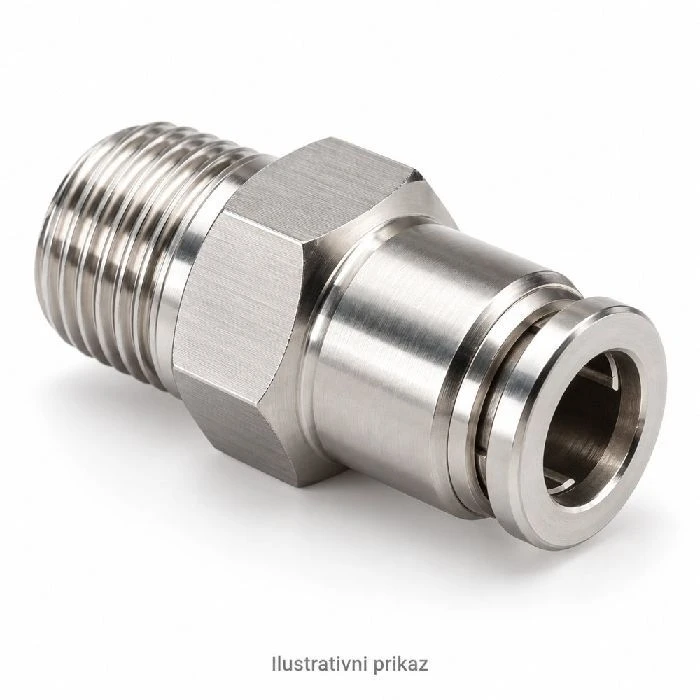 Pnevmatski hitri priklop moški navoj 3/8 na cev 6mm INOX